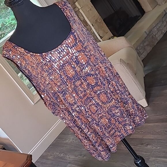 Ruby Rd sz 3X sleeveless sequined top - Picture 1 of 8